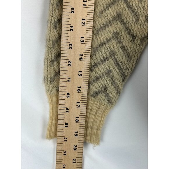 ALAFOSS Icewool Mens S Crew Neck Jumper Sweater Beige Fair Isle Virgin Wool VTG - Picture 6 of 12